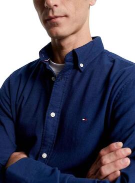 Chemise Tommy Hilfiger Flex Brushed Bleu Marine Homme