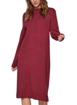 Robe Vila Viril Crew Neck Bordeaux pour Femme