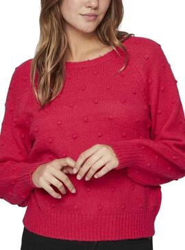 Pull Vila Vituli Rouge pour Femme