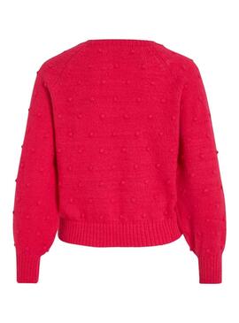 Pull Vila Vituli Rouge pour Femme