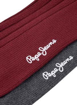 Pack 2 Chaussettes Pepe Jeans Chunky Rouge Homme