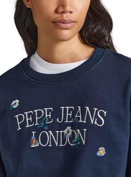 Sweat Pepe Jeans Vella Bleu Bleu Marine pour Femme