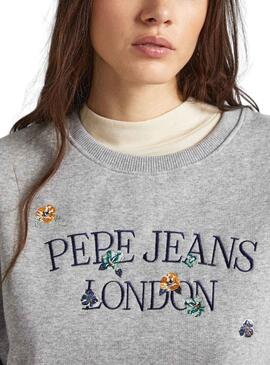 Sweat Pepe Jeans Vella Gris pour Femme