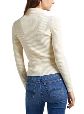 Pull Pepe Jeans Dalia Rolled Beige pour Femme