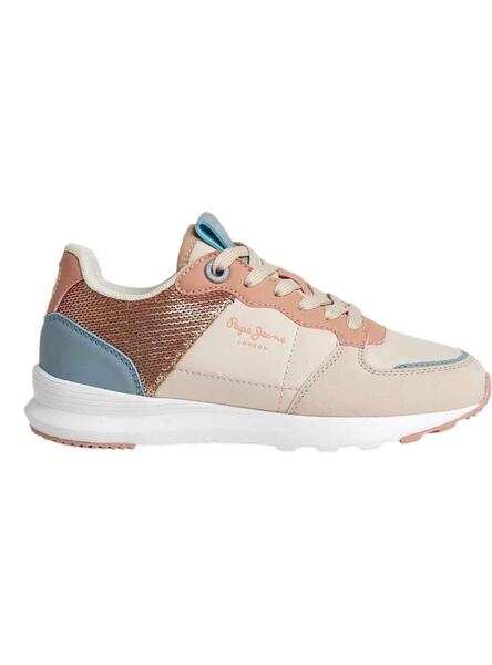 Baskets Pepe Jeans York Fancy Beige pour Fille