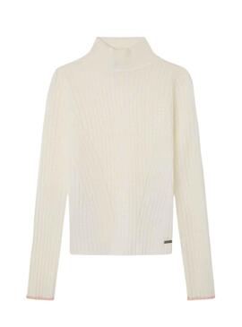 Pull Pepe Jeans Mousse Seretta Blanc pour Fille