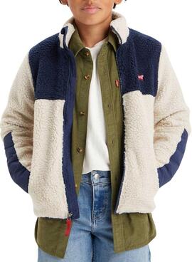 Veste Levis Sherpa Bleu Marine Blanc pour Garçon