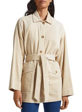 Surchemise Pepe Jeans Velours côtelé Beige Kelsey Femme