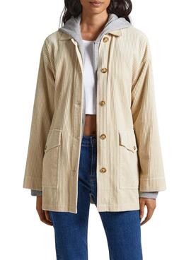 Surchemise Pepe Jeans Velours côtelé Beige Kelsey Femme