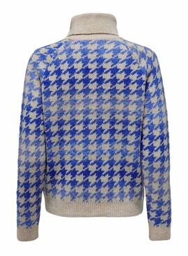 Pull Only Berta Bleu Blanc pour Femme