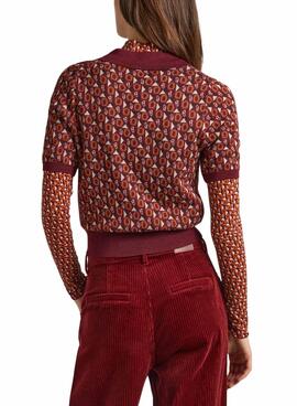 Polo Pepe Jeans Elle Jacquard Bordeaux pour Femme