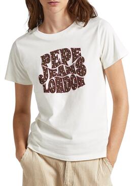 T-Shirt Pepe Jeans Claritza Blanc pour Femme