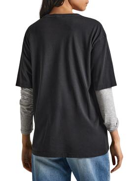 T-Shirt Pepe Jeans Cadence Noire Carrière Femme