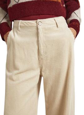Pantalones Chinos Pepe Jeans Cecilia Velours côtelé Beige