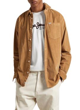 Chemise Pepe Jeans Coleford Velours côtelé Camel pour Homme