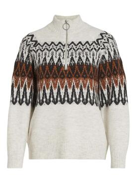 Pull Vila Vialeja Blanc pour Femme