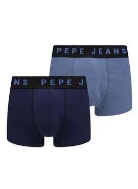 Pack 2 Boxeurs Pepe Jeans Solid Bleu pour Homme