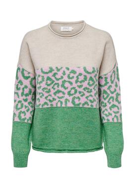 Pull Only Jade Amimal Print Vert pour Femme