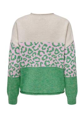 Pull Only Jade Amimal Print Vert pour Femme