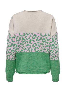 Pull Only Jade Amimal Print Vert pour Femme