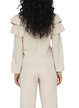 Pull Only Rillo Volantss Beige pour Femme