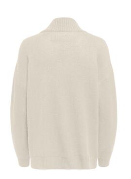 Pull Only Visière Jaquard Beige pour Femme
