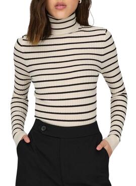 Pull Only Col roulé Karol Rayures pour Femme