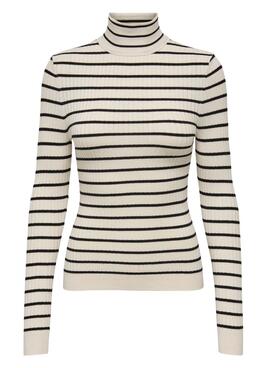 Pull Only Col roulé Karol Rayures pour Femme