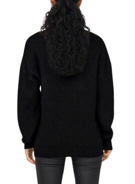 Pull Only Visière Jaquard Noire pour Femme