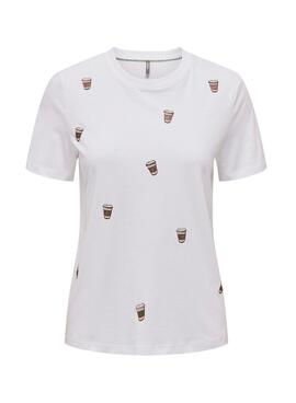T-Shirt Only Kita Café Blanc pour Femme