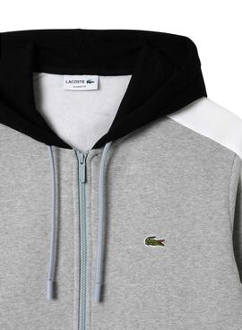 Sweat Lacoste Jogger Couleur bloc Capuche Gris