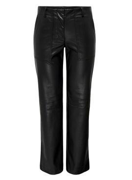 Pantalones Only Penna Idina Similicuir Noire Femme