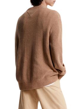 Pull Tommy Jeans Tonal XS Badge Camel Homme