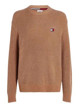 Pull Tommy Jeans Tonal XS Badge Camel Homme