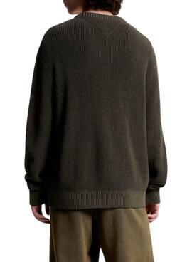 Pull Tommy Jeans Tonal XS Badge Vert Homme