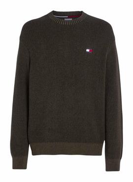 Pull Tommy Jeans Tonal XS Badge Vert Homme