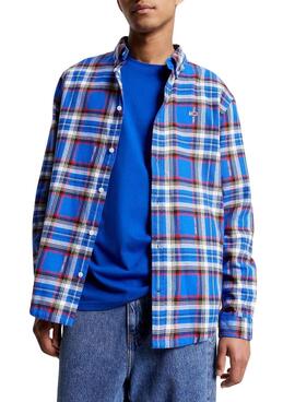 Chemise Tommy Jeans Relaxed Check Bleu Homme