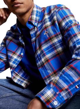 Chemise Tommy Jeans Relaxed Check Bleu Homme