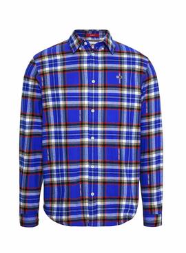 Chemise Tommy Jeans Relaxed Check Bleu Homme