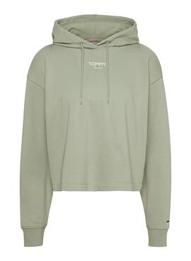 Sweat Tommy Jeans Relaxed Logo Vert Femme