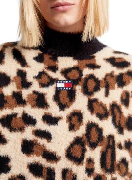 Pull Tommy Jeans Cuello Perkins Leopardo Femme