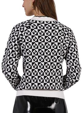 Pull Naf Naf Jacquard Bicolore Noire pour Femme