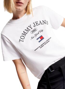 T-Shirt Tommy Jeans Lux Athletic Blanc Femme