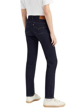 Pantalon Jeans Levis 712 High Slim Bleu Marine Femme