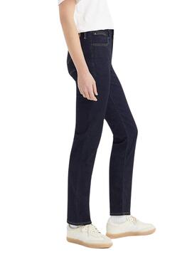 Pantalon Jeans Levis 712 High Slim Bleu Marine Femme