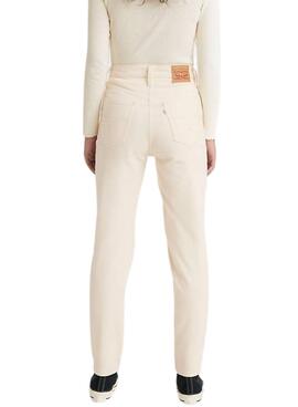 Pantalon Jeans Levis High Taille Mom Beige Femme