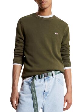 Pull Tommy Jeans Essential Crew Vert Homme