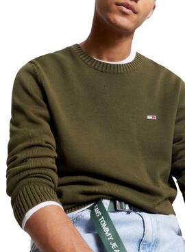 Pull Tommy Jeans Essential Crew Vert Homme