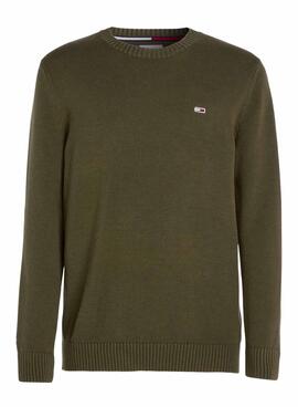 Pull Tommy Jeans Essential Crew Vert Homme