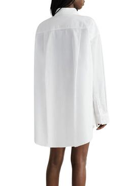 Chemise Tommy Jeans Popeline Oversized Blanc Femme